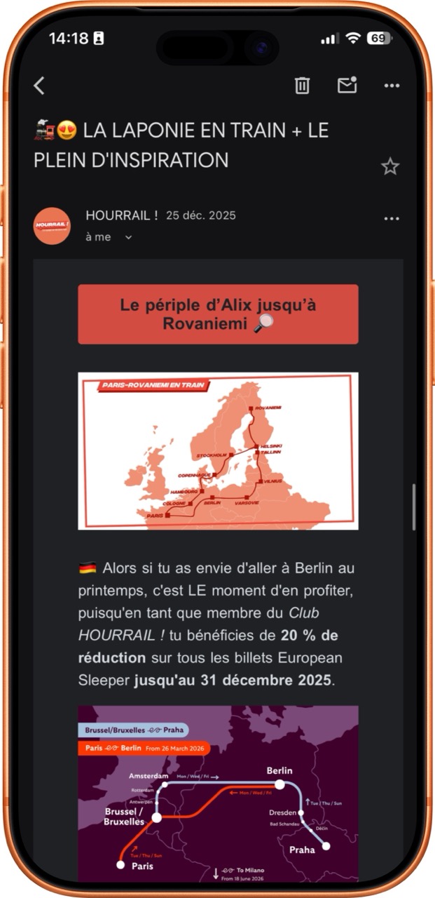 Aperçu de la newsletter HOURRAIL ! sur mobile